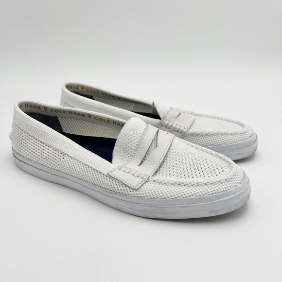 Cole Haan Womens Pinch Weekender Lx Stitchlite Loafer 10.5B White Knit Penny - Picture 1 of 9